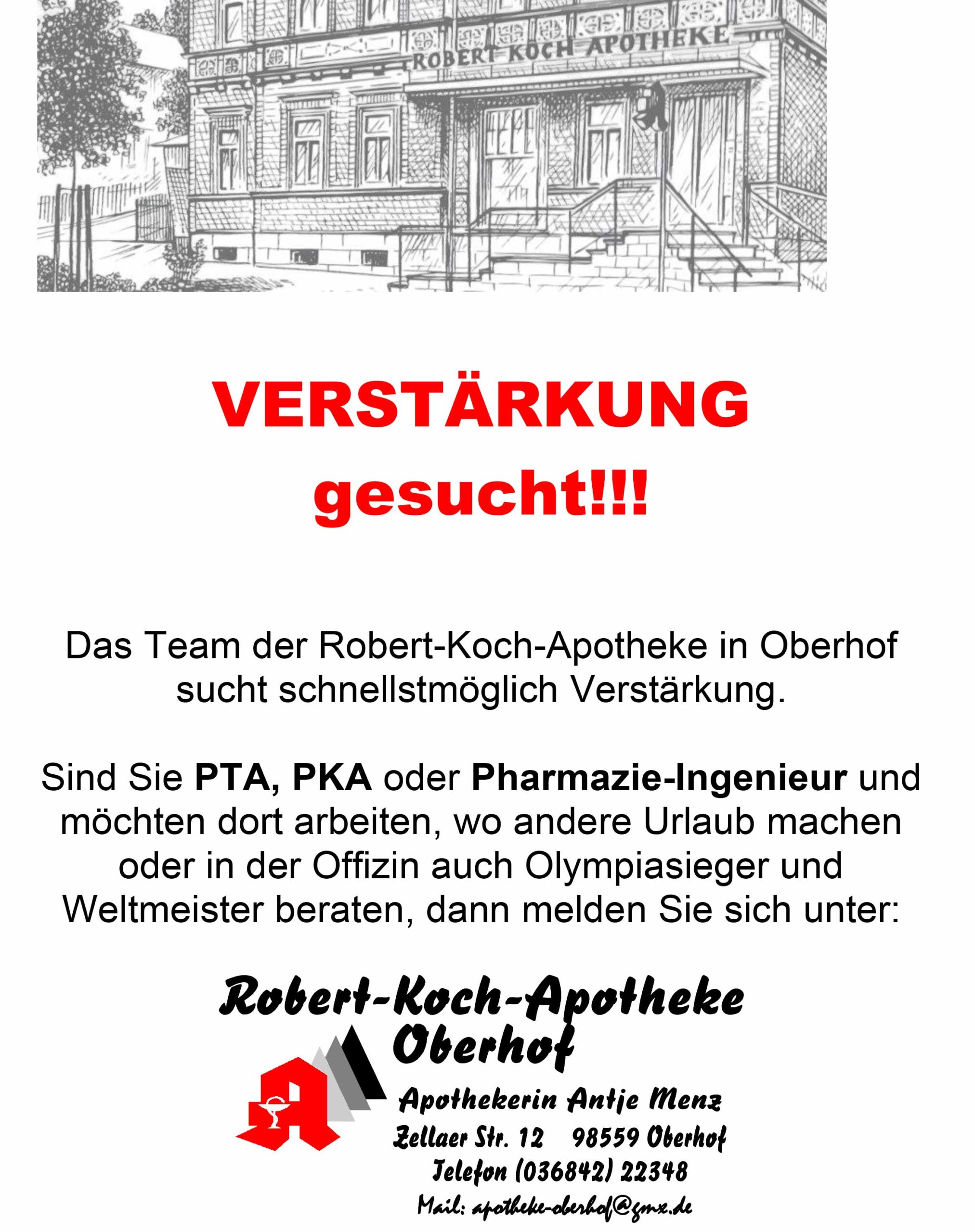 Stellenangebot Robert Koch Apotheke Oberhof